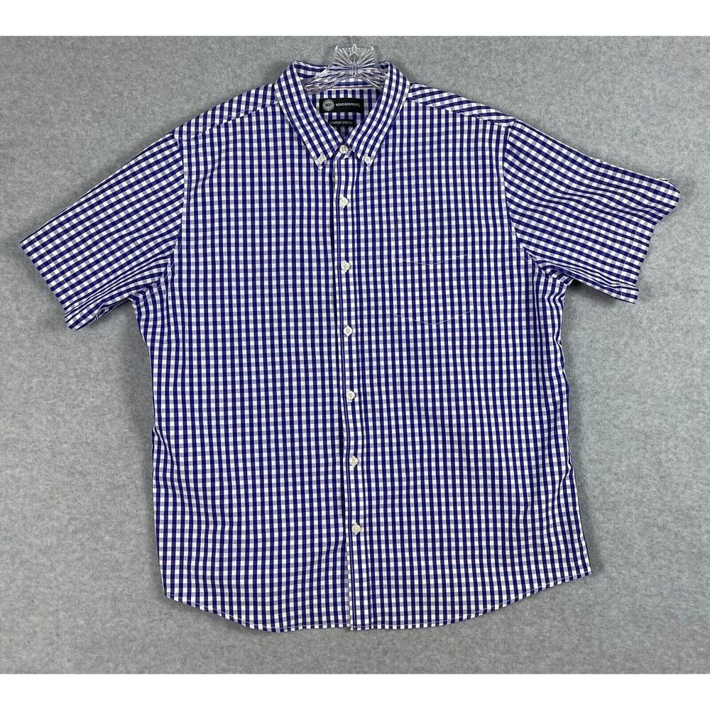Weatherproof Short Sleeve Shirt Men's Size 2XL Big & Tall Button Down Blue